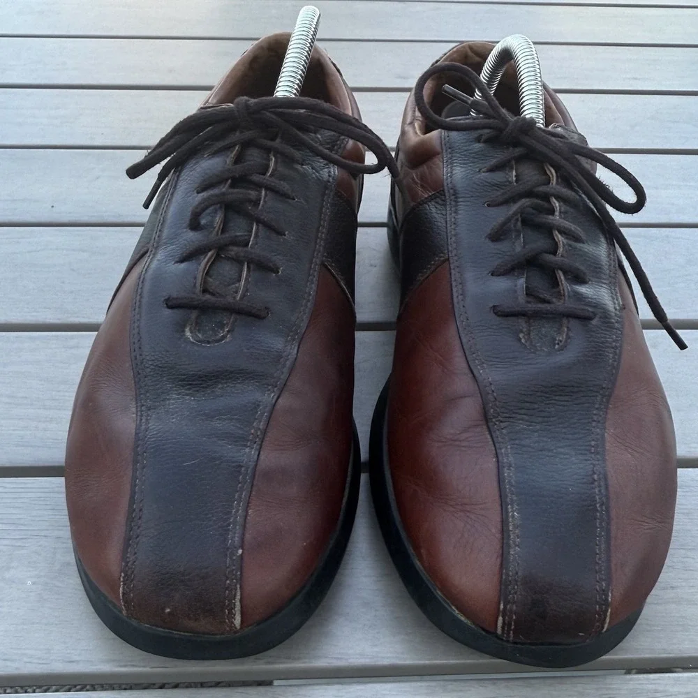 ALLEN EDMONDS 2 Two Tone Oxfords 'Passport' Black/Brown Mens Sz‎ 8.5 D USA $350